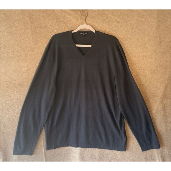 James Perse Cashmere Jumper Sweater Mens Sz 4 US XL Gray V-Neck Lightweight